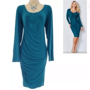 XL X-LARGE▪️SEXY VENUS TEAL RUCHED FITTED DRESS